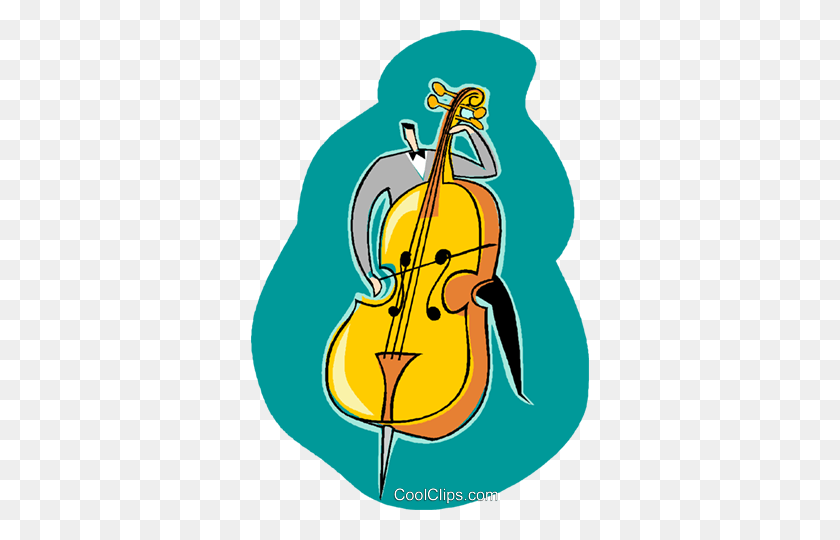 338x480 Cello, Man Playing Royalty Free Vector Clip Art Illustration - Cello Clipart