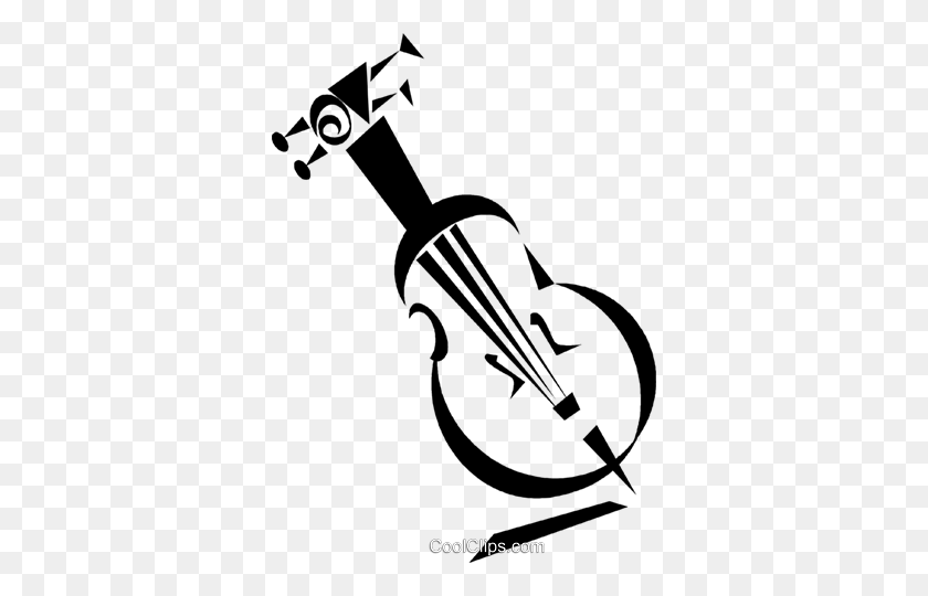 348x480 Cello Royalty Free Vector Clip Art Illustration - Violin Black And White Clipart