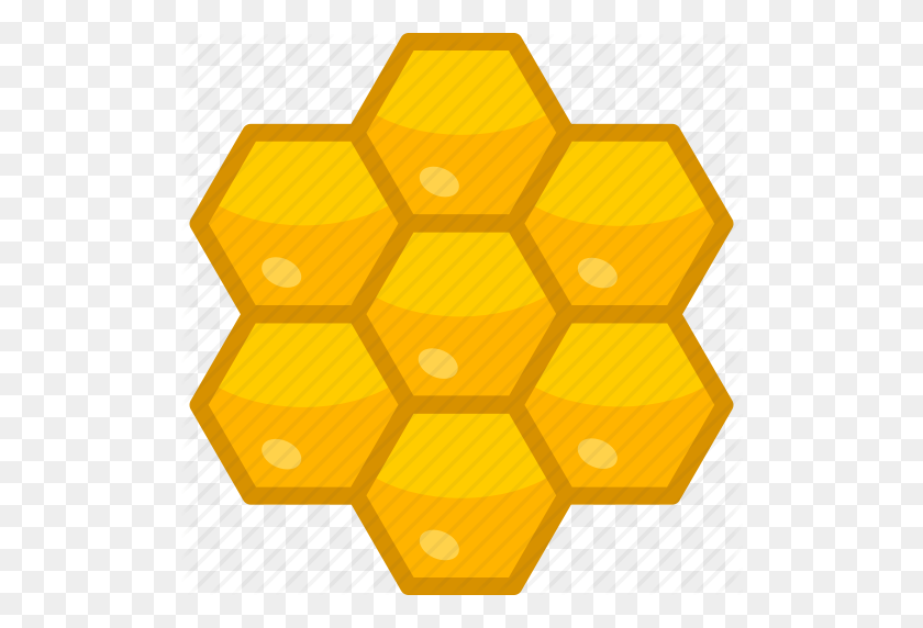 512x512 Células, Peine, Dorado, Hexagonal, Miel, Panal, Icono De Patrón - Honey Comb Png