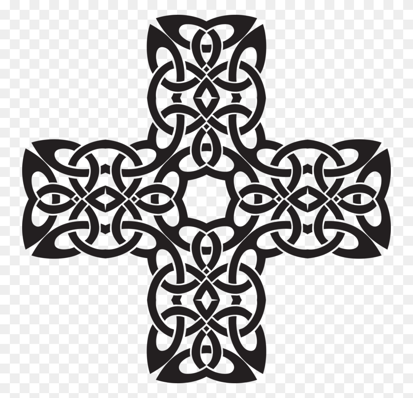 750x750 Кельтский Крест, Кельты, Кельтский Узел, Кельтское Искусство - Крест С Цветами Клипарт