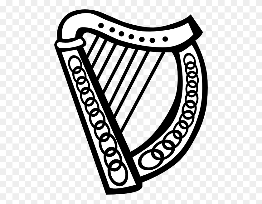492x594 Celtic Harp Clip Art Free Vector - Musical Instruments Clipart Black And White