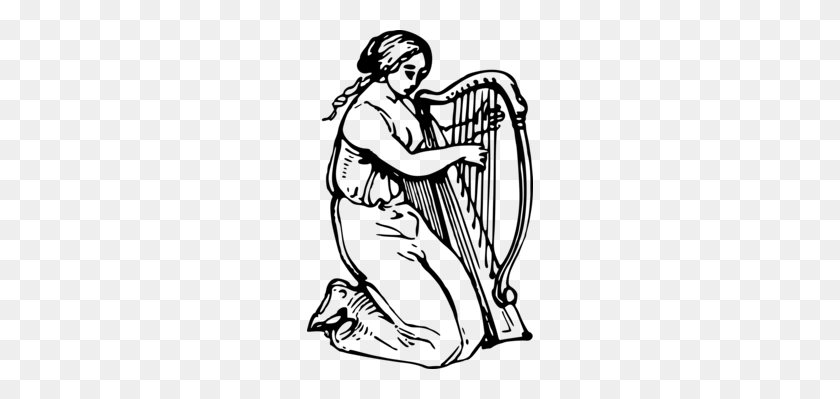 226x339 Celtic Harp Musical Instruments String Instruments Art Free - Musical Instruments Clipart Black And White
