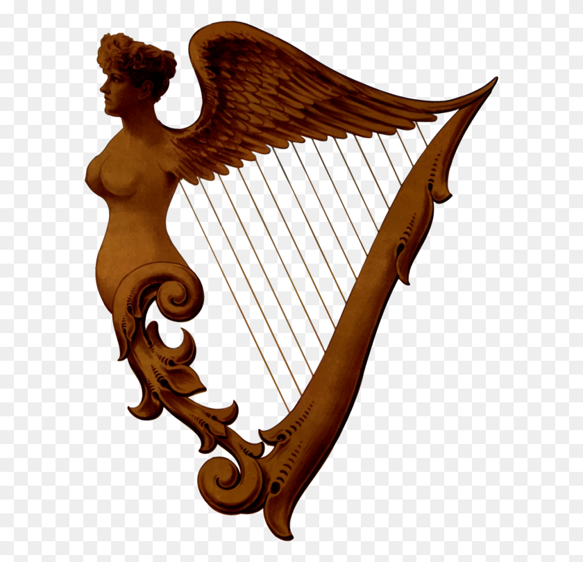 596x750 Celtic Harp Musical Instruments String Instruments Plucked String - Clipart Musical Instruments