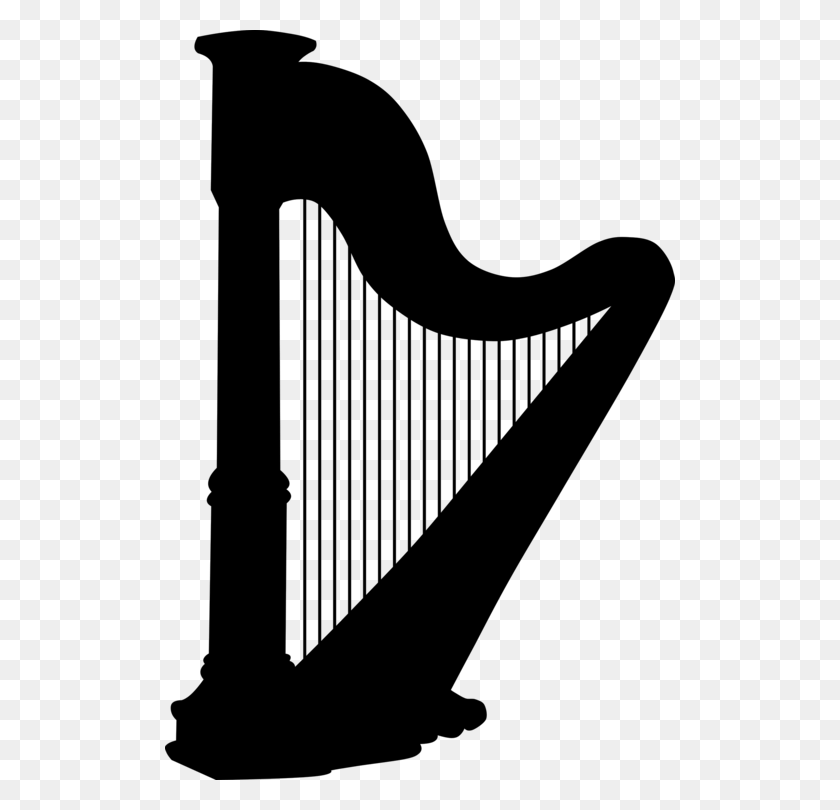 510x750 Celtic Harp String Instruments Musical Instruments Silhouette Free - Musical Instruments Clipart Black And White