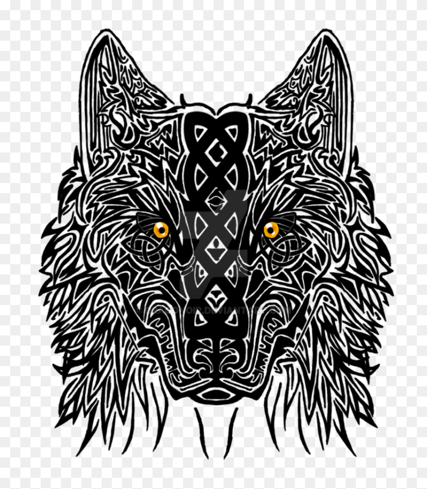 831x961 Celtic Wolf Tattoo - Wolf Paw PNG