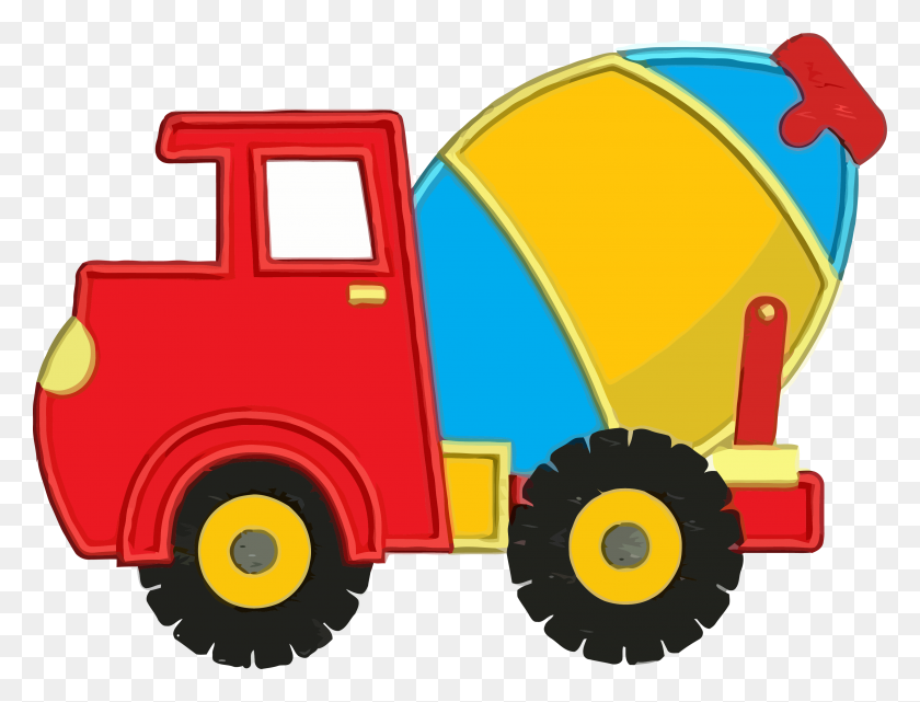 3307x2465 Cement Truck Colorful Clipart Png - Cement Truck Clipart