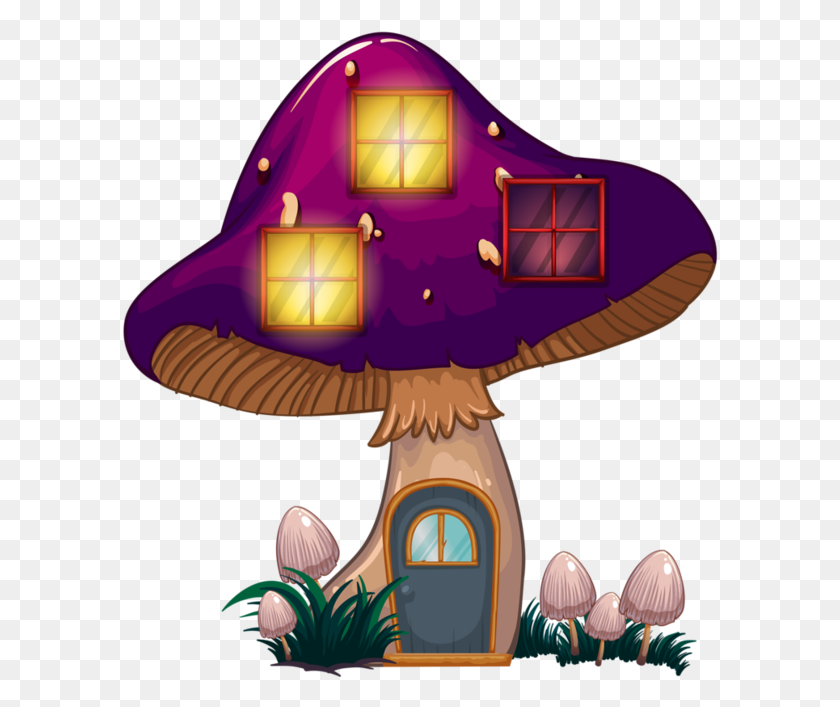 600x647 Cendawan Mushroom House, Stuffed - Fairy House Clipart