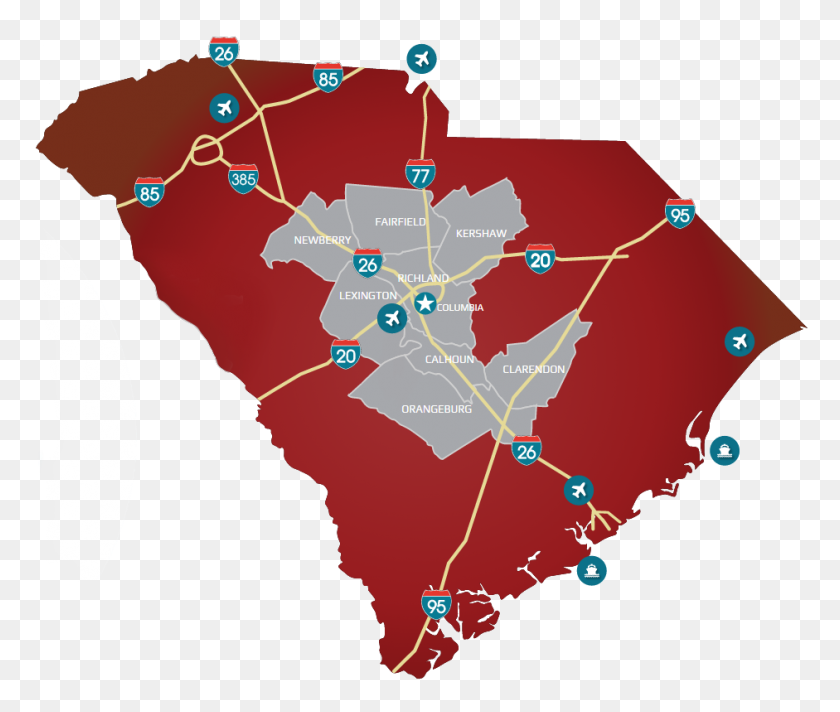 941x787 Деловой Альянс Центральной Южной Каролины Продолжает Привлекать - Южная Каролина Png