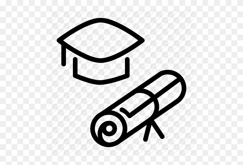 512x512 Certificate, Degree, Diploma, Graduation, Hat, Mortarboard, Scroll - Graduation Diploma Clipart