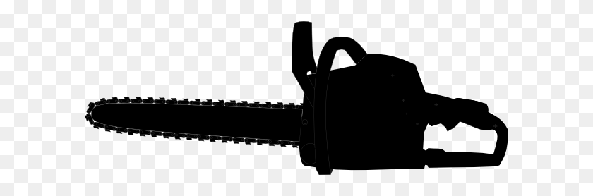600x218 Chainsaw Black Outline Clip Arts Download - Rifle Clipart Black And White