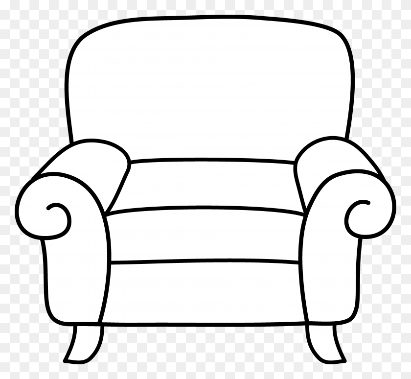 4646x4256 Chair Clipart Black And White - Sitting In Chair Clipart
