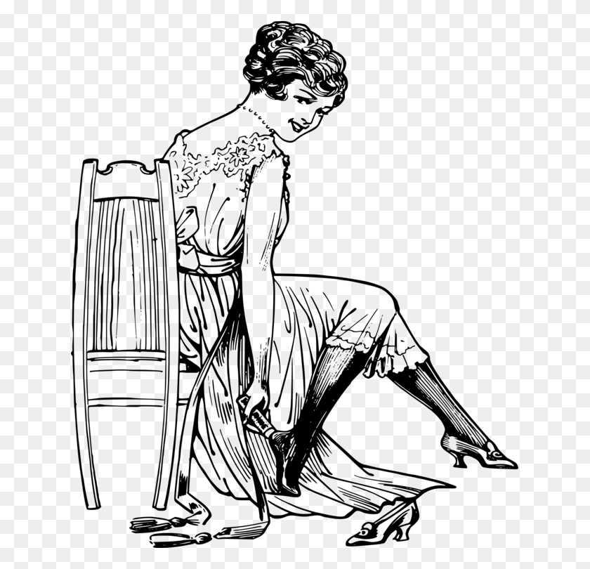 637x750 Стул Футболка Женщина Сидит Человеческая Нога - Сидя В Кресле Клипарт