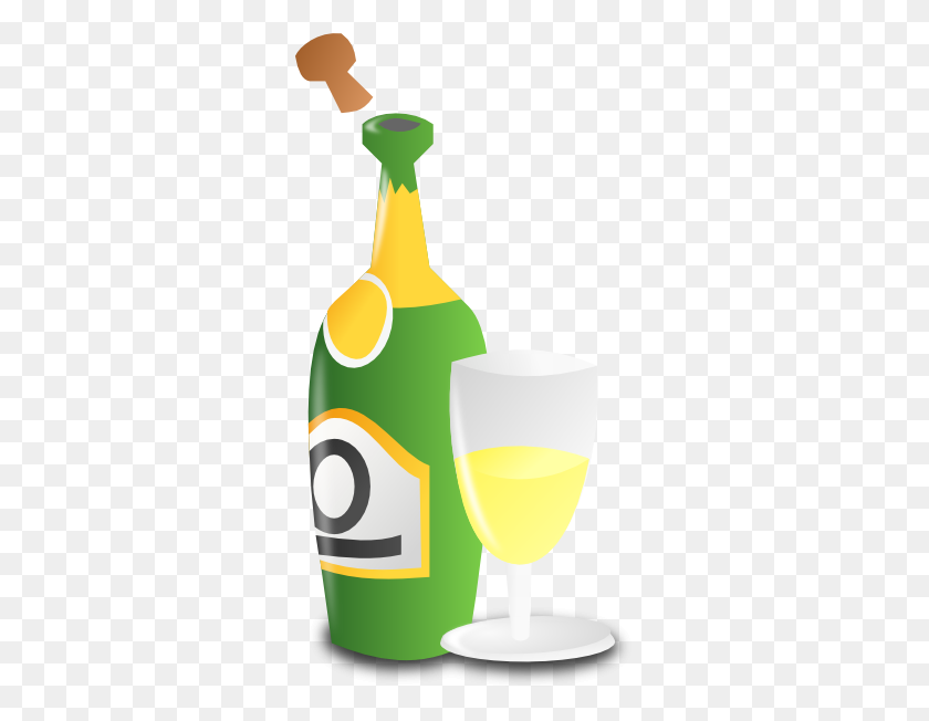 306x592 Champagne Bottle And Cup Clip Art - Champagne Bottle Clipart