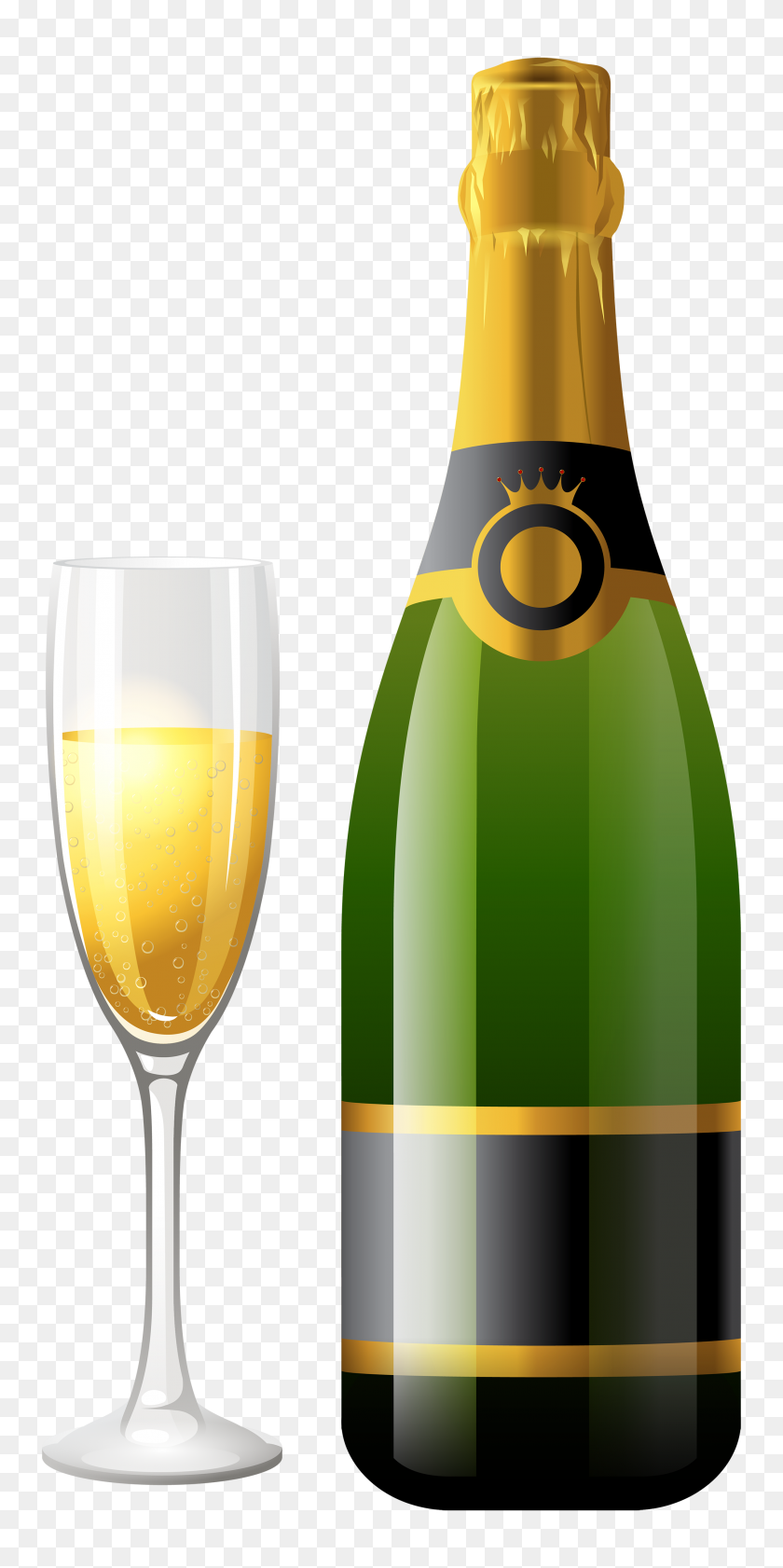 2163x4500 Champagne Bottle With Glass Clipart Web Png - Clinking Glasses Clipart