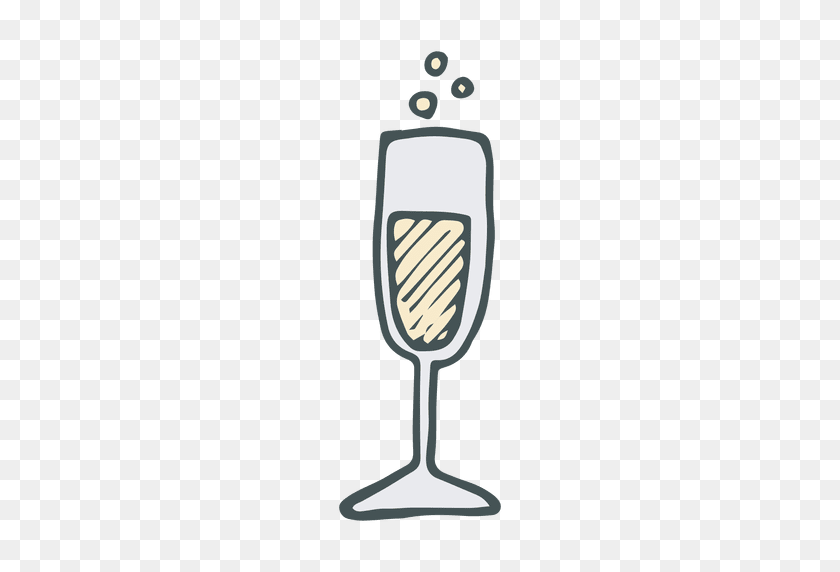512x512 Champagne Flute Hand Drawn Cartoon Icon - Champagne PNG