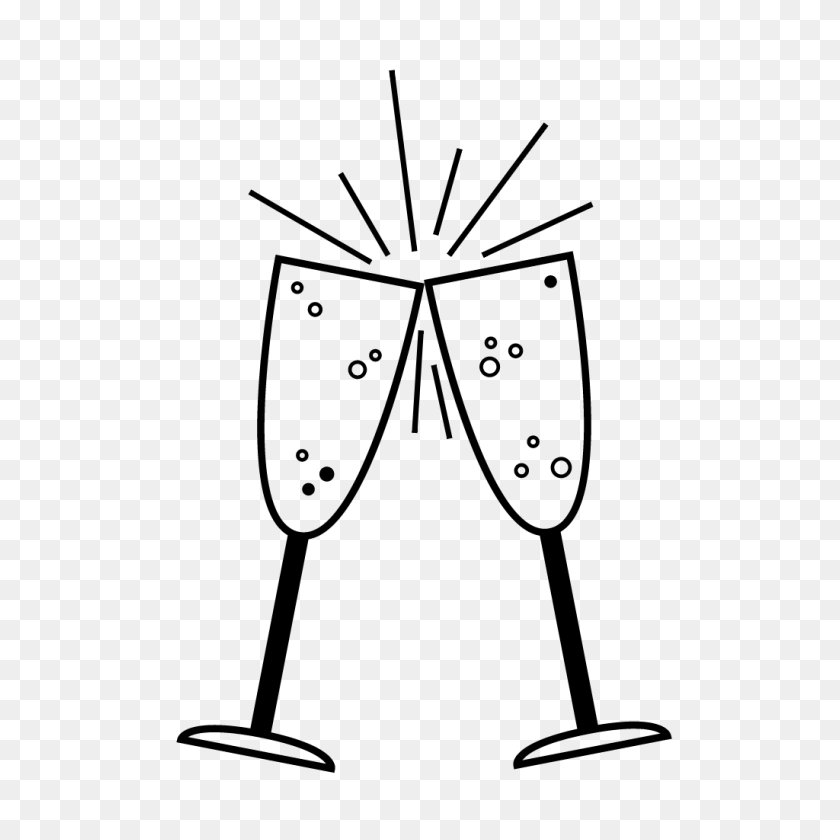1024x1024 Champagne Glasses Drawing Les Baux De Provence - Champagne Flute Clipart