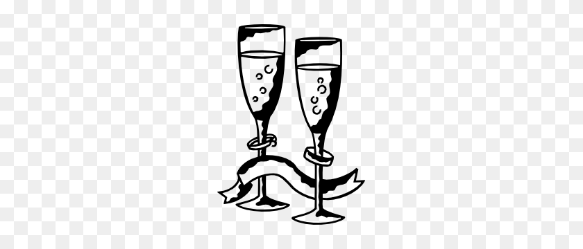 300x300 Champagne Glasses For Just Married Or Wedding Sticker - Champagne Clipart Black And White