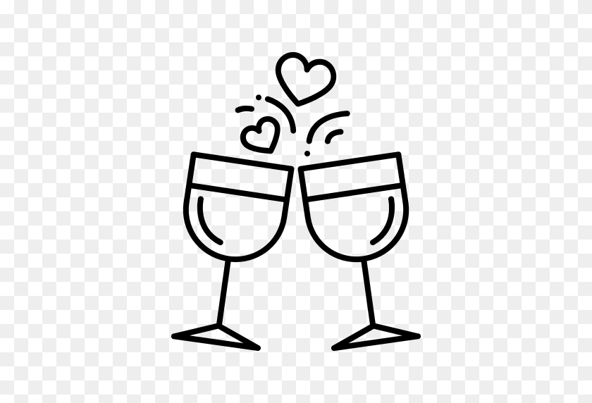 512x512 Champagne, Love, Party, Valentine, Valentine's Day, Wedding, Wine Icon - Valentine Party Clip Art