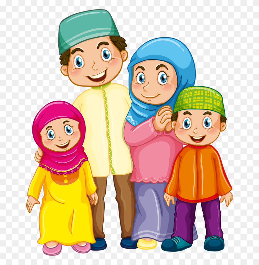 672x800 Familia Musulmana Chandra, Musulmanes Y Niños - Clipart Musulmán