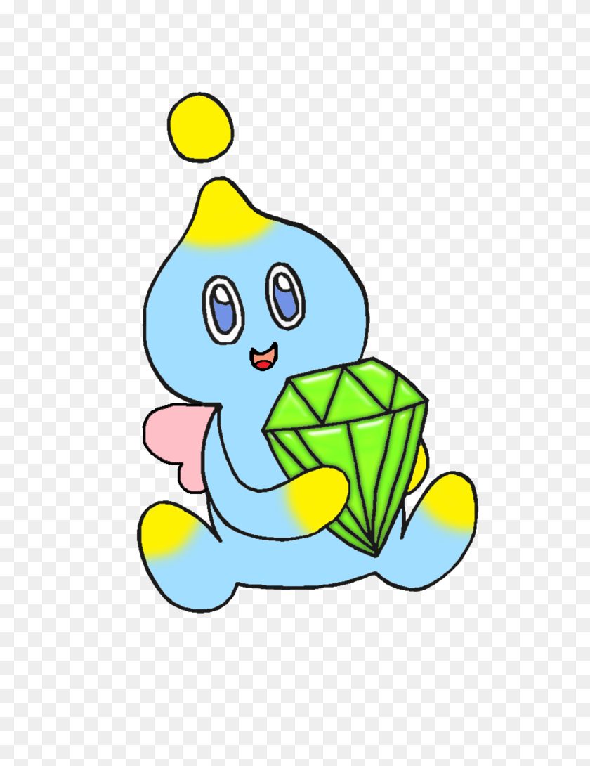 776x1030 Chao With Chaos Emerald Pagedoll - Chaos Emeralds PNG