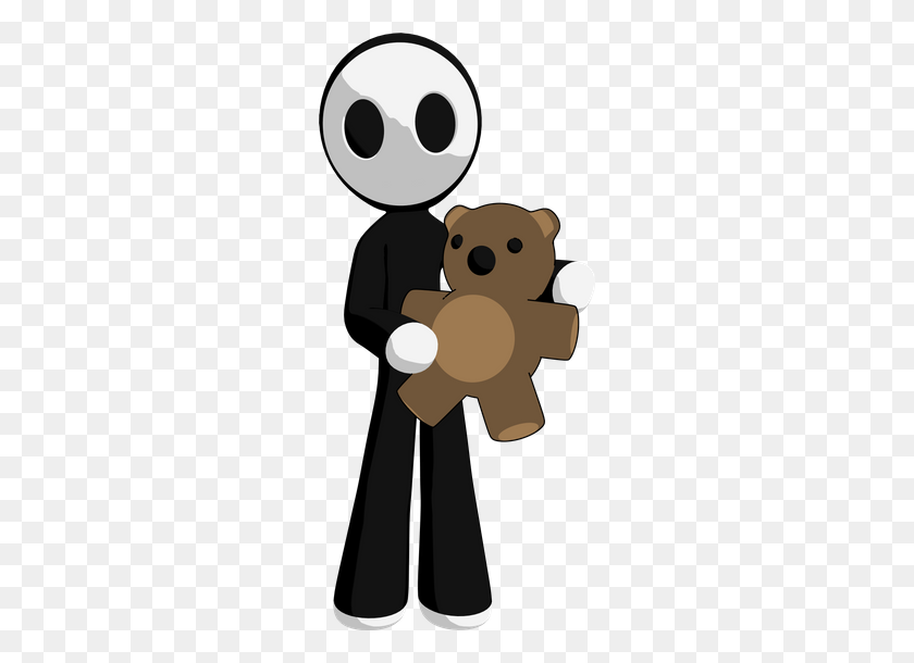 254x550 Character Holding Teddy Bear - Flock Of Sheep Clipart