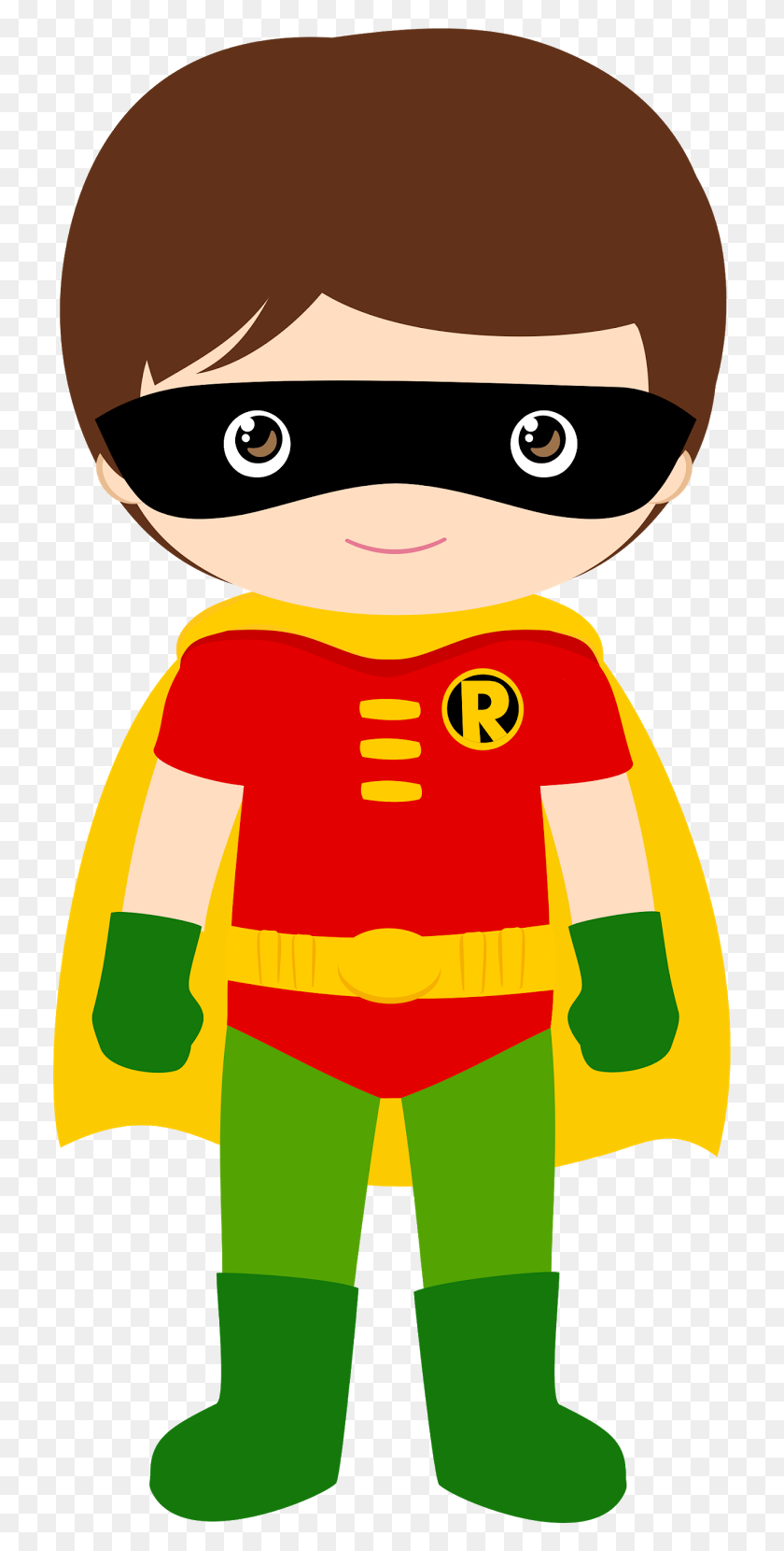 726x1600 Characters Of Batman Kids Version Clip Art Super Hero - Robin Clipart