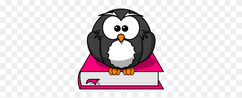 299x282 Charcoral Owl On Pink Book Clip Art - Picture Book Clipart