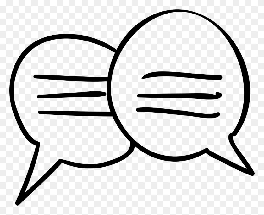 980x784 Chatting Speech Bubbles Hand Drawn Bubbles Couple Png Icon - Hand Drawing PNG