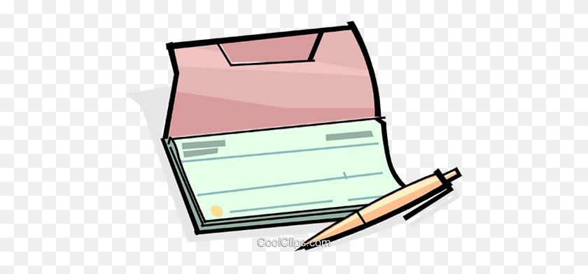 480x332 Checkbook With Pen Royalty Free Vector Clip Art Illustration - Checkbook Clipart