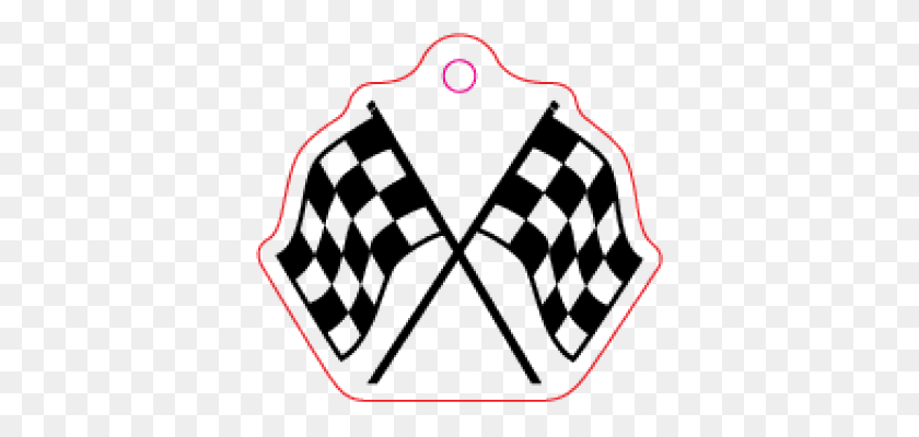 372x340 Checkered Flag Key Tag - Checkered Flag Clip Art