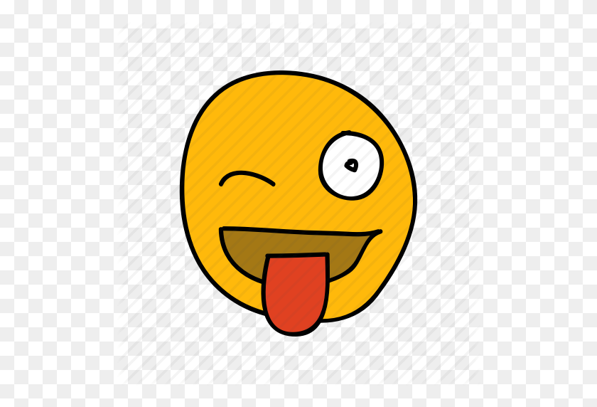 512x512 Cheeky, Drawn, Emoji, Hand, Tease, Tongue, Wink Icon - Wink Emoji PNG
