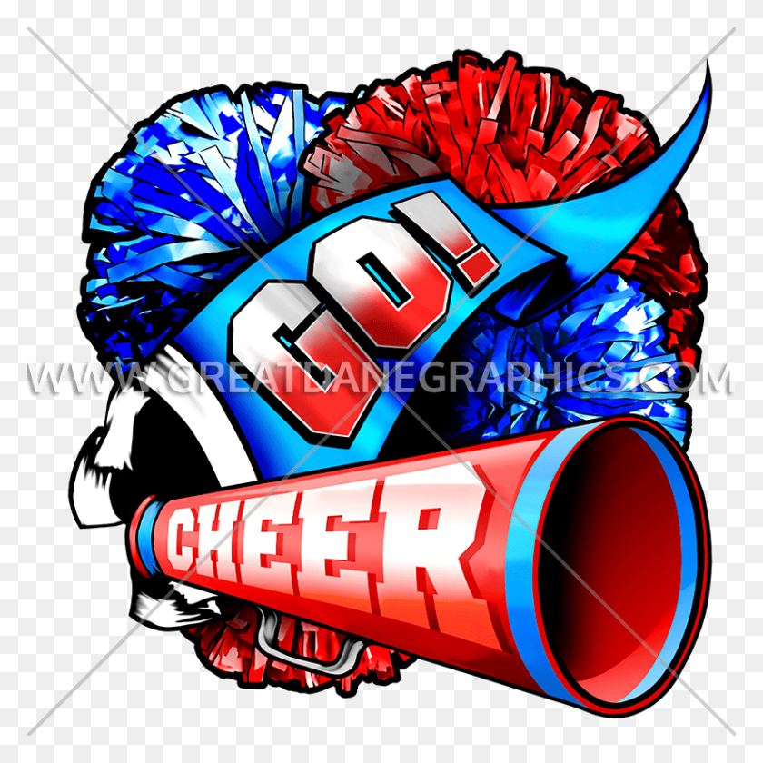 825x825 Ilustraciones Listas Para La Producción De Cheer Horn Para La Impresión De Camisetas - Clipart De Cheerleader Horn