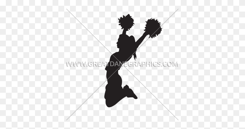 385x385 Cheerleader And Swirl Production Ready Artwork For T Shirt Printing - Cheerleader Silhouette PNG