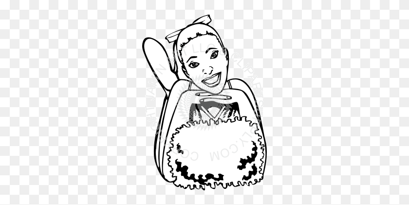256x361 Cheerleader Laying Down With Pompom - Pom Pom Clipart Black And White