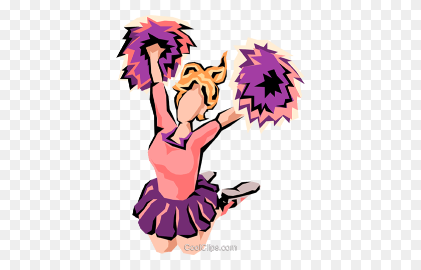 376x480 Cheerleader Royalty Free Vector Clip Art Illustration - Cartoon Cheerleader Clipart