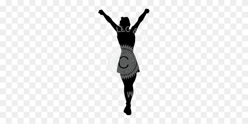 173x361 Cheerleader Silhouette Holding Up Arms - Cheerleader Silhouette PNG