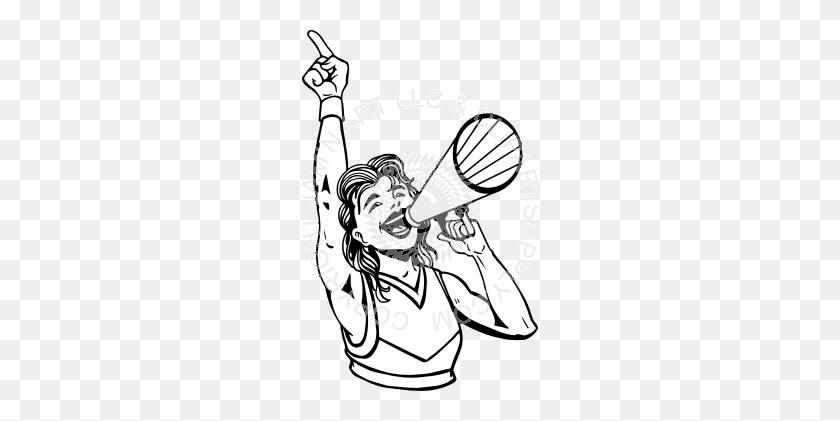 236x361 Cheerleader With Megaphone Holding Up One Finger - One Finger Clipart