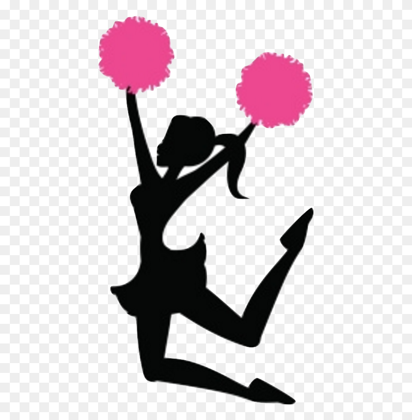 443x796 Cheerleading Silhouette Clipart - Pom Clip Art