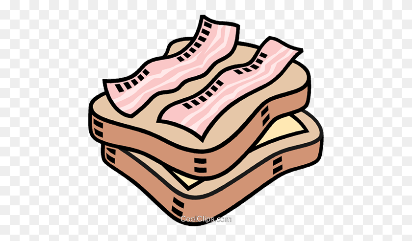 480x433 Cheese And Bacon Sandwich Royalty Free Vector Clip Art - Sandwich Clipart Free
