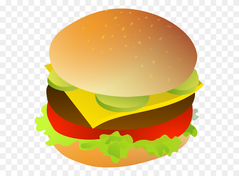 594x560 Cheese Burger Clip Art Free Vector - Hamburger And Fries Clipart