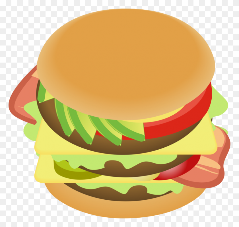 792x750 Чизбургер, Гамбургер, Вегетарианский Бургер, Бекон, Фастфуд, Бесплатно - Булочка С Бургером Клипарт