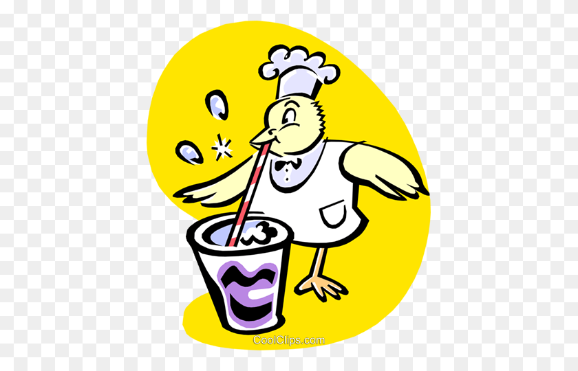 413x480 Chef Bird With Straw And Soda Royalty Free Vector Clip Art - Straw Clipart