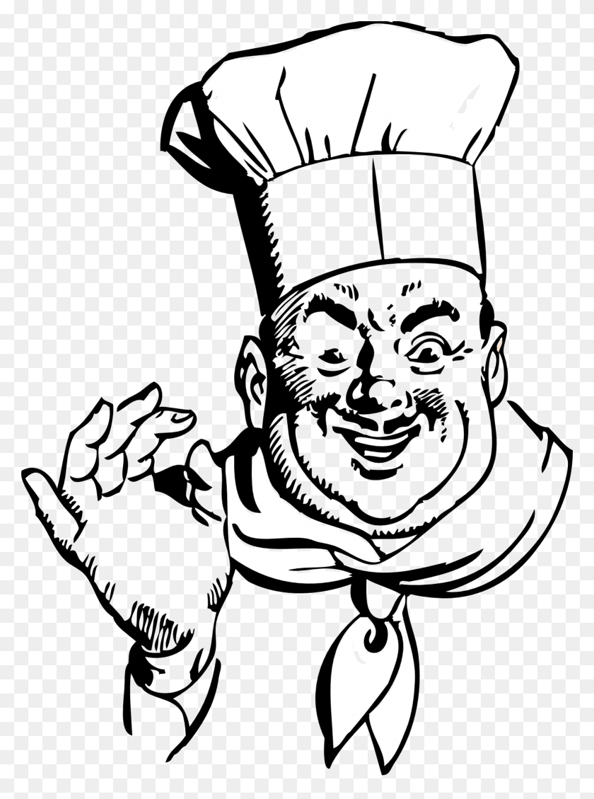 Clipart de chef blanco y negro - imágenes prediseñadas de chef mimado