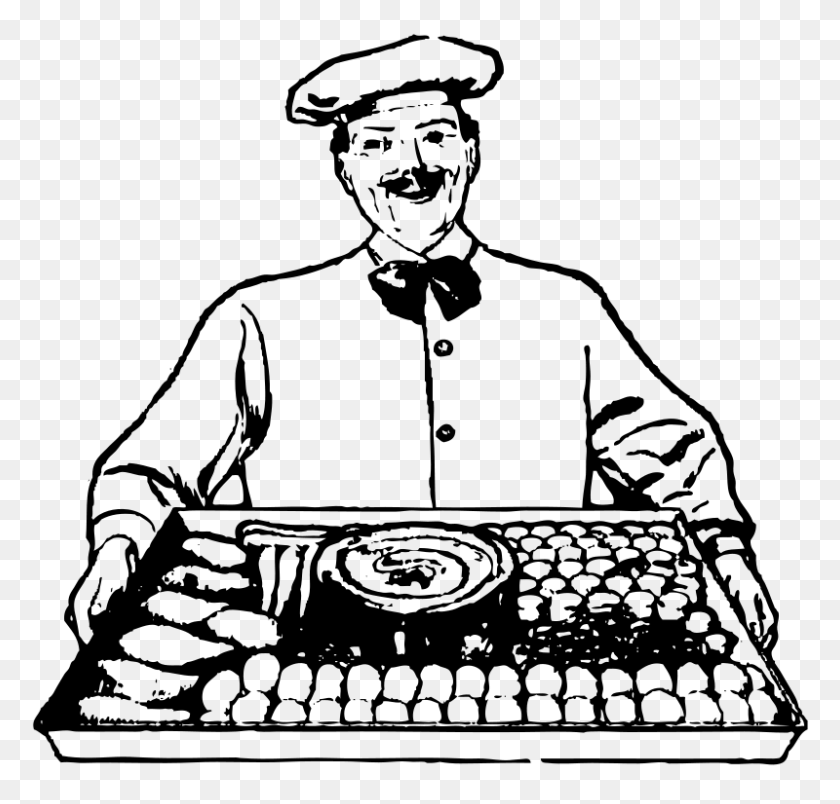 800x764 Векторный Файл Chef Cook, Векторная Графика - Черно-Белый Клипарт Жаба