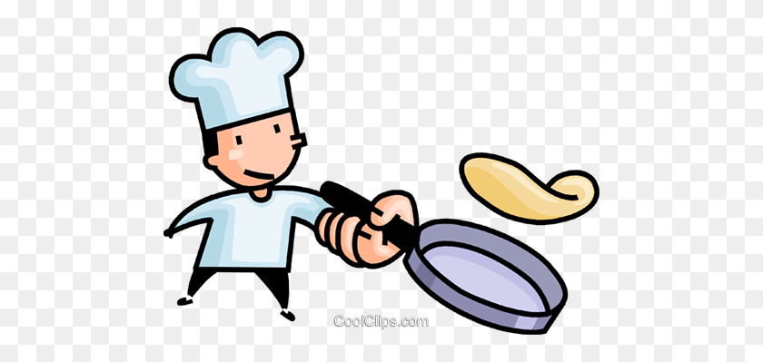 480x339 Chef Flipping A Pan Cake Royalty Free Vector Clip Art Illustration - Free Chef Clipart