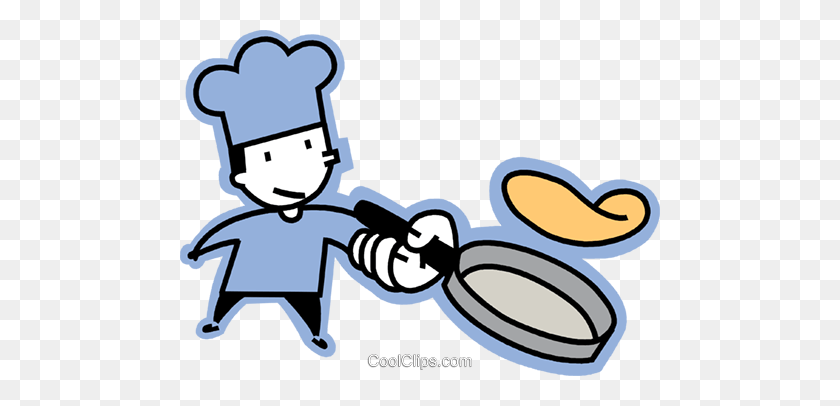 480x346 Chef Flipping A Pancake Royalty Free Vector Clip Art Illustration - Pancake PNG