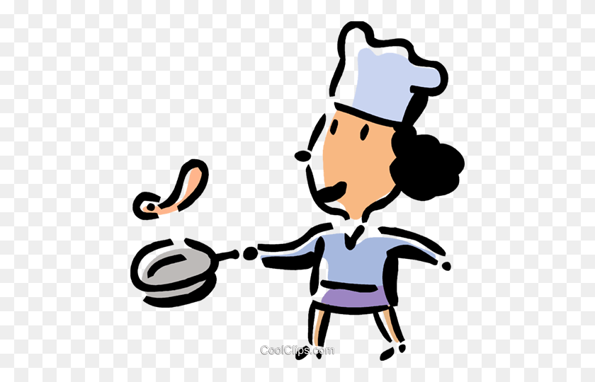 472x480 Chef Flipping An Omelet Royalty Free Vector Clip Art Illustration - Omelette Clipart