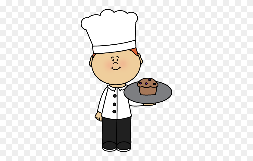 304x477 Chef Holding A Muffin Clip Art - Clipart Muffin