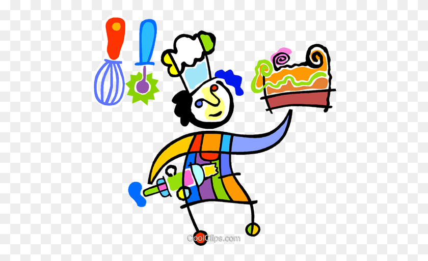 480x453 Chef With A Cake Royalty Free Vector Clip Art Illustration - Chef Clipart PNG