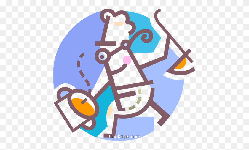 480x445 Chef With Pot And Soup Ladle Royalty Free Vector Clip Art - Soup Pot Clipart